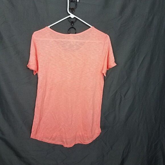 Color Story Large Peach Coral Single Pocket Tee High Low Short Sleeve NWOT - Picture 7 of 8